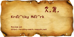 Krátky Márk névjegykártya